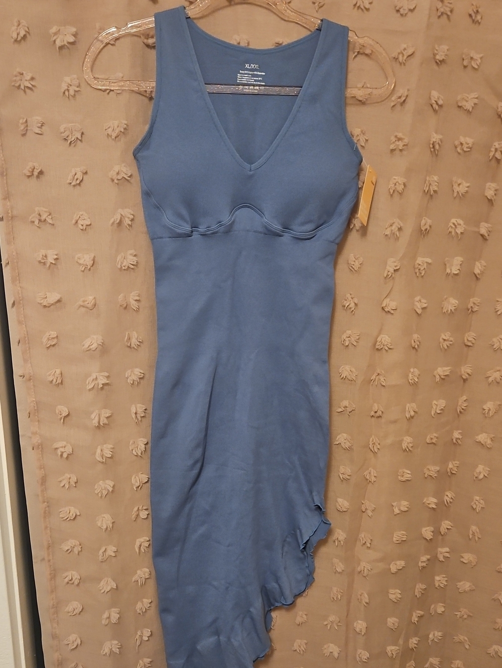 Popilush Slate Blue Fitted And Shaping Dress